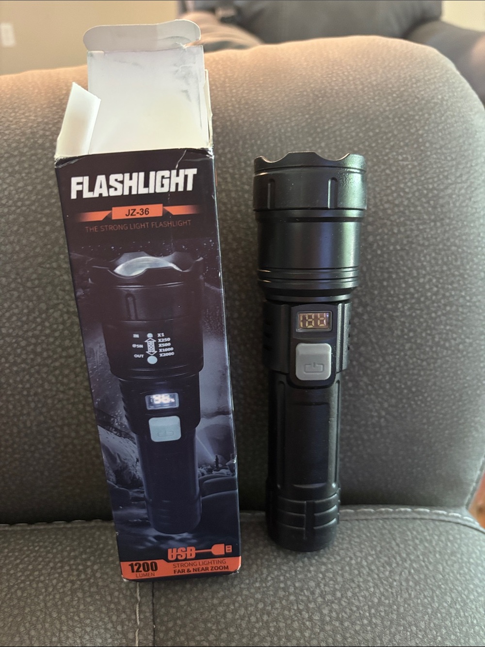 Flashlight JZ-36 Black LED Rechargeable Tactical Flashlight
